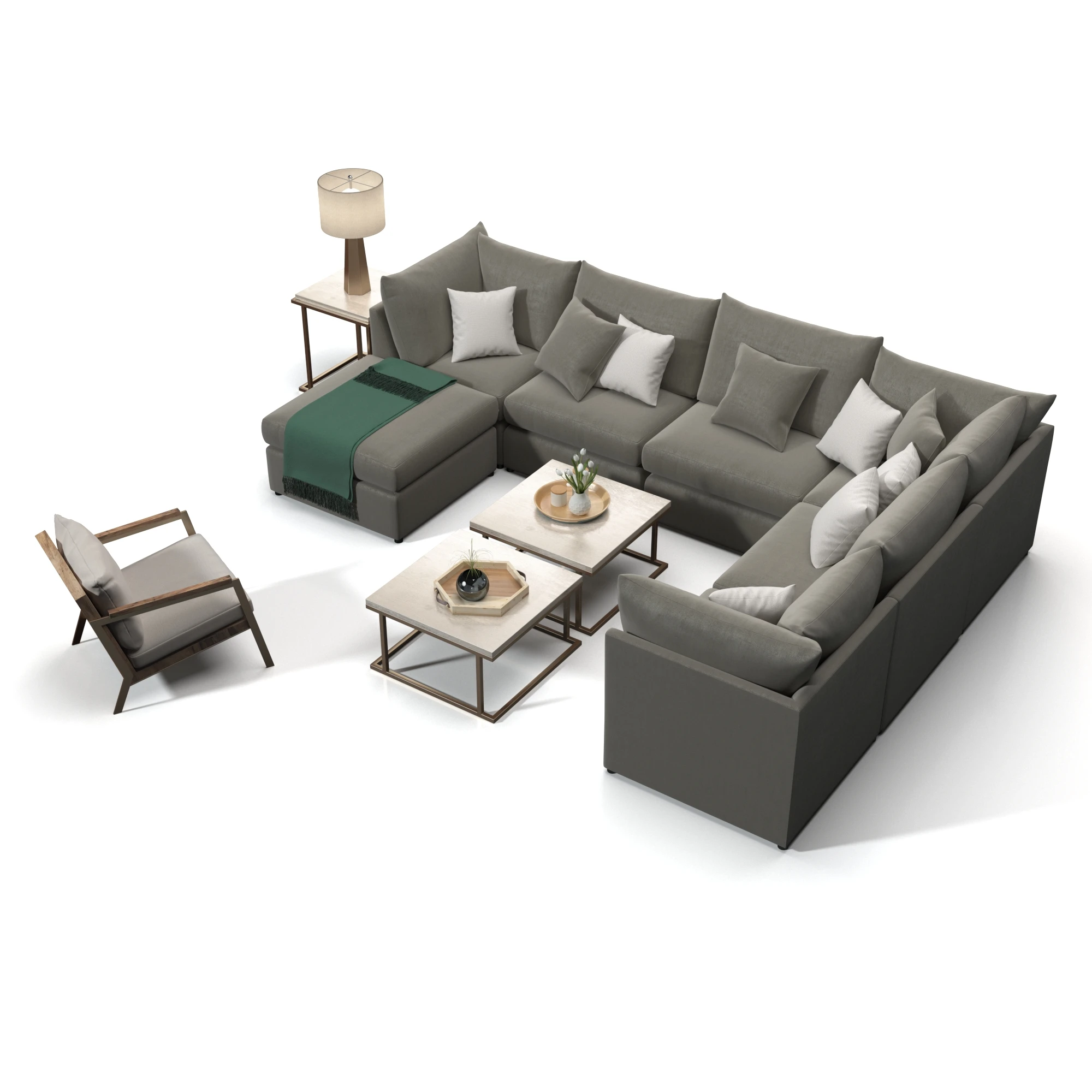 Bassett Beckham Pit Sectional Sofa Set 3D Model_06